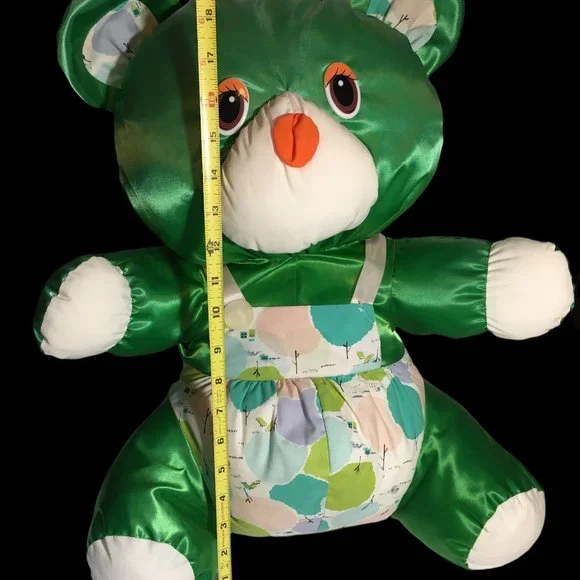 Unique Puffalump-like Plush Green Teddy Bear LARGE 18in. Stuffed Animal RARE